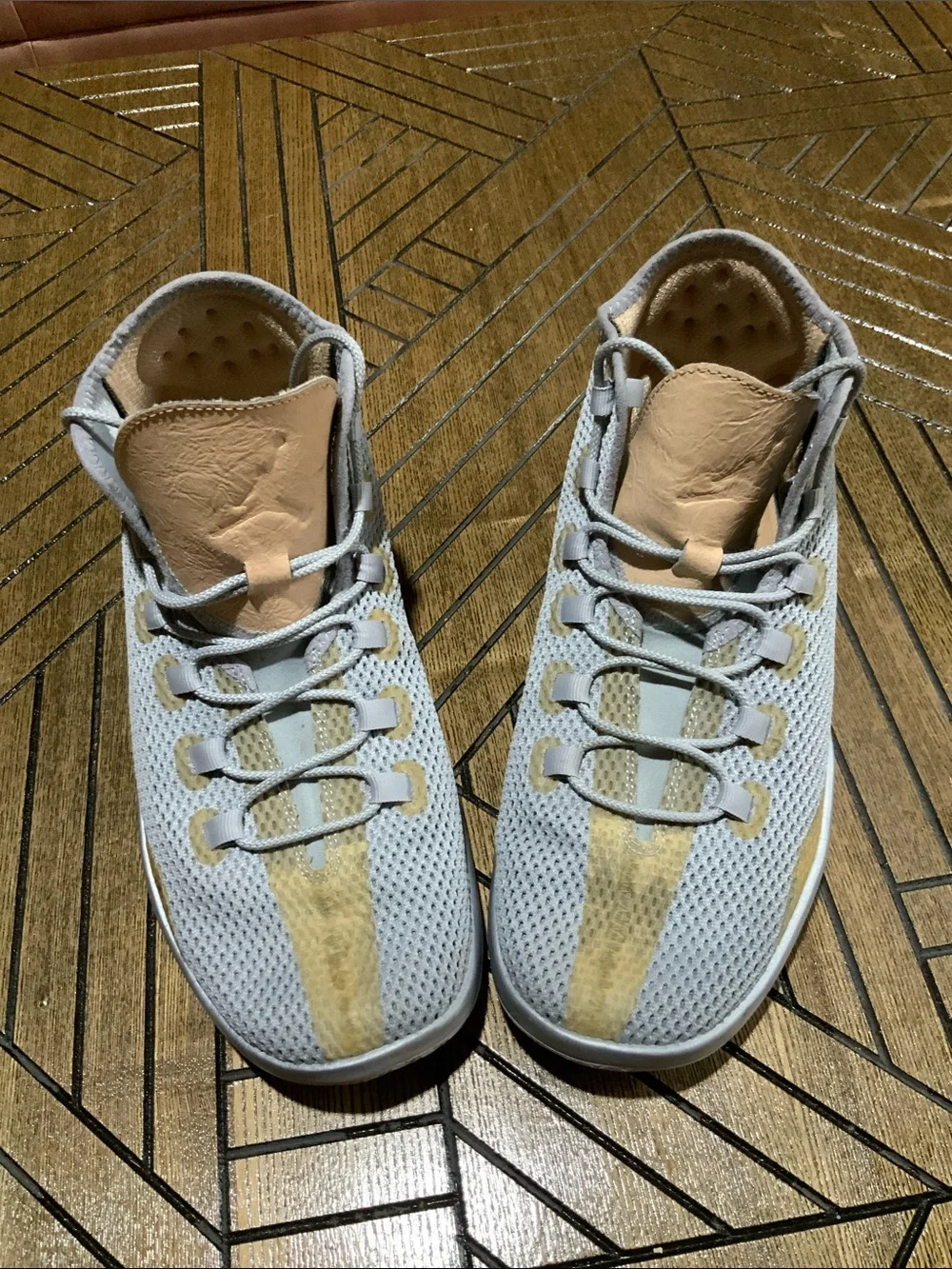 Jordan Men’s Mid-Top Athletic Shoes – Light Gray & Tan